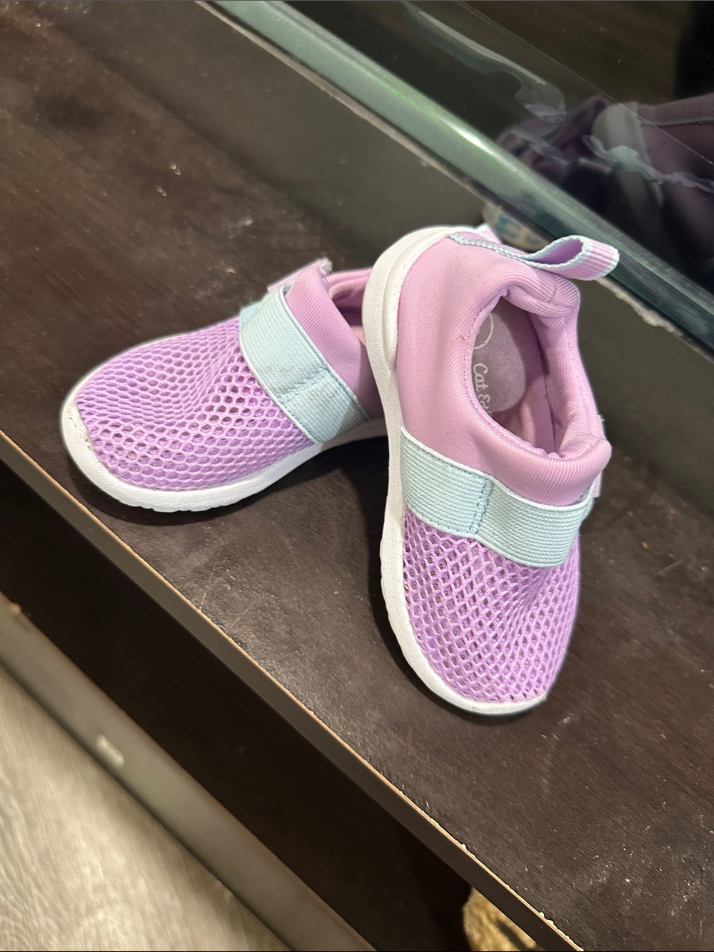Cat & Jack Lilac Mesh Slip-On Sneakers with Mint Strap